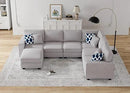 L Lengend Vansen Modular Sectional Sofa U Shaped Couch with Ottoman Modern Reversible Corner Sectional Couch for Living Room (Light Grey, U Shaped Sofa-2) by CozyNest Decor