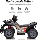 Kids ATV 4 Wheeler, 6V Ride-On Toy for Toddlers 1-3 Boys & Girls with Music, Forward & Reverse - Black by TinyTreasures Baby Boutique