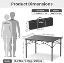 Portable Outdoor Camping Table Large for 2-6 Person - Foldable Camp Table with Aluminum Roll-Up Top & Carry Bag for BBQ, Tailgating, Backyard, 220 Lbs Capacity, Stable & Sturdy (Black) by GreenHaven Gardens