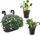 Metal Iron Flower Pots for Railing Fence Hanging Bucket Pots(5 Pcs) and Hanging Flower Pots Metal Iron Bucket Planter(10 Pcs) (Black) by GreenHaven Gardens