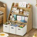 Kids Bookshelf and Toy Organizer, 3-Tier Toy Storage Organizer with 3 Movable Drawers, Montessori Toy Shelf, Nursery Book Shelves Toddler Bookshelf for Kids Room Living Room Nursery by CozyNest Decor