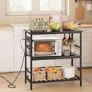 IBUYKE Kitchen Island with Storage, Bakers Rack with Power Outlet,Microwave Stand with Large Worktop,Rolling Bar Cart for Home, Outdoor, Kitchen,Black TMJ029B by CozyNest Decor