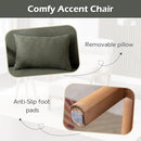 INZOY Mid Century Modern Accent Chair Set of 2, High Back Reading Armchair with Wood Frame, Upholstered Living Room Chairs with Waist Cushion, Single Lounge Arm Chair for Bedroom Sunroom, Green by CozyNest Decor