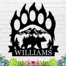 Personalized Bear Paw Metal Wall Decor, Rustic Forest Bear Wilderness Sign, Forest for Living Room Indoor Decor, Rustic Cabin Hunting Bear Paw Signs by CozyNest Decor