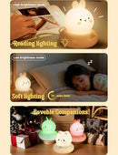Kids lamp, Bunny Night Light, Toddler Night Light, Rechargeable & Dimmable with 30 mins Timer Function, Safe Silicone Material for Kids to Play with,【9 Colors】 by TinyTreasures Baby Boutique