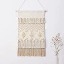 Dremisland Macrame Woven Wall Hanging Home Decor Bohemian Beige Geometric Wave Art Decor with Wool Ball and Tassle-Elegant Apartment Bedroom Dorm Room Door Decoration, 15.7" W x 22" L (Beige Wool Ball) by CozyNest Decor