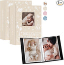 Lanpn Baby Photo Album 4x6 100 Pockets 2 Packs, Mini Linen DIY Window Photo Book Newborn Bebe Album Memory Book Sets, Holds 100 Top Loader Vertical Pictures Gift for Kids Boy Girl Baby Shower, Beige by TinyTreasures Baby Boutique
