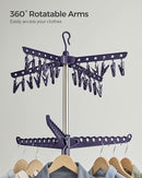 SONGMICS 2-Tier Clothes Drying Rack, 72-Inch Folding Laundry Drying Rack with 3 Rotatable Arms for Hangers, 24 Clips, Stainless Steel, for 27 Pieces of Clothes, Blue and Silver ULLR512Q01 by TinyTreasures Baby Boutique