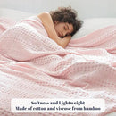 PHF Cooling Waffle Blanket Twin Size, Lightweight 60% Rayon Derived from Bamboo & 40% Cotton Breathable Blanket for Hot Sleepers, Soft and Luxury for Bed Couch and Sofa, 66"x90", Pink by CozyNest Decor