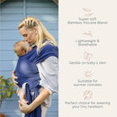 Boba Baby Wrap Carrier – Original Baby Sling Carrier for Newborns (7–35 lbs), Soft, Secure, Hands-Free & Ergonomic, Ideal for Comfortable Bonding, New Parents (Serenity Dark Blue) by TinyTreasures Baby Boutique