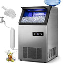 Commercial Ice Maker Machine 120Lbs/24H with 35Lbs Ice Capacity, 45Pcs Clear Ice Cubes Ready in 11-20Mins, Stainless Steel Under Counter Freestanding Large Ice Machine, 2 Water Inlet Modes by CozyNest Decor