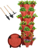 Vertical Planter 7 Tier Stackable Planters Garden Planters Strawberry Herb Flower and Vegetable Planter Indoor Outdoor Gardening Pots with Removable Wheels and Tools by GreenHaven Gardens