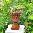 Sungmor Heavy Duty Cast Iron Urn Planter, Beautiful Hollow Trophy Design Tall Orchid Flower Pot, Large Decorative Plastic Flowers Plants Bouquets Vase, Rustic French Country Pot for Home or Garden by CozyNest Decor