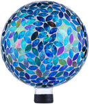 VOREEN 10-Inch Gazing Ball Glass Mosaic Gazing Globe, Outdoor Reflective Ball Yard Decoration for Homes, Patio, Lawn and Gardens, Gift for Mom Wife Friend, Blue and Amber by CozyNest Decor