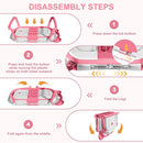 MoreFeel Collapsible Baby Bathtub for Newborn with Thermometer & 1 Hooded Towel & 1 Soft Floating Cushion,Portable Travel Bathtub with Drain Hole, Durable Foldable Baby Tubs for Infants to Toddler by TinyTreasures Baby Boutique