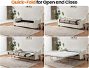 CHIC HOUSE Pull Out Sofa Bed, Full Size Sleeper Sofa, 2-in-1 Convertible Chenille Couch with USB Charging, Memory Form Corduroy Couch for Living Room, Apartment & Small Space (Beige, Chenille - Queen) by CozyNest Decor
