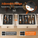 Lifewit Utensil Drawer Organizer, Expendable Cooking Silverware Tray for Kitchen Drawer, Bamboo Adjustable Cutlery Flatware Holder, Spatula Tools and Gadgets Storage Divider, 4 Compartments, Black by CozyNest Decor