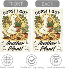 Funny Silly Goose Garden Flag Oops I Got Another Plant Lover Gift Outdoor Decorations Small Double Sided Burlap art Stained Glass Style Garden Flags 12 x 18 Inch for Outside by GreenHaven Gardens