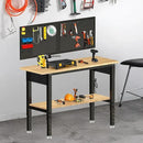 48“ Adjustable Height Workbench Work Bench for Garage Work Table with Under Table Shelf Heavy Duty Rubber Wood Top for Shop Woodworking, Office, Home, Commercial by GreenHaven Gardens