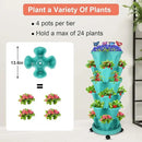 Vertical Planter, 6 Tier Stackable Strawberry Planter with Garden Tool Set, Movable Indoor/Outdoor Garden Herb Pot for Growing Vegetables and Succulents, Teal by GreenHaven Gardens