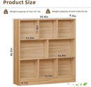 LEYAOYAO 8 Cube Bookshelf with Base,3 Tier Mid-Century Modern Natural Bookcase,Standing Wide Bookshelves Storage Organizer Shelf,Rustic Wood Display Cabinet Book Shelves for Bedroom,Living Room,Office by CozyNest Decor