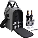 ALLCAMP 4 Bottle Wine Gift Bag - Insulated Tote Cooler, Adjustable Strap, Includes 4 Wine Glasses, Napkins & Corkscrew, Portable Travel Gifting(Gray) by TinyTreasures Baby Boutique