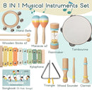 Baby Musical Instruments - Wooden Montessori Toys for Toddlers 1-3,Modern Boho Xylophone Includes Songbook with 13 Kids' Songs,Neutral Colors Wooden Percussion Instruments Set by TinyTreasures Baby Boutique
