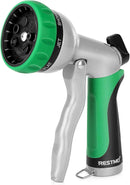 RESTMO Garden Hose Nozzle, Heavy Duty Metal Water Hose Nozzle with 7 Adjustable Spray Patterns, High Pressure Hand Sprayer with Flow Control for Watering Plants & Lawns, Washing Cars & Pets by GreenHaven Gardens