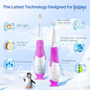 SEAGO Toddler Electric Toothbrushes for Baby Ages 0-3 Years, Baby Toothbrush with Smart Timer and Suction Base, 4 Replacement Brush Heads SG-513(Purple-C) by TinyTreasures Baby Boutique