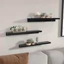 Giftgarden 47 Inch Black Floating Shelves Ledge, Wall Mount Long Picture Rail Large Woodgrain Photo Shelving for Living Room Bedroom Office, Set of 3 Different Sizes by CozyNest Decor