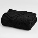 Longhui bedding Chunky Cotton Knit Throw Blanket for Couch, Sofa, Bed, or Chair, Decorative Breathable Fall Cable Knit Blanket 51 x 63 Inches, Medium Weight Black by CozyNest Decor