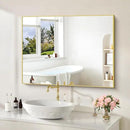 30x40In Gold Bathroom Mirror for Wall, Brushed Gold Rectangle Mirrors with Metal Frame, Bathroom Rectangular Mirror Modern Wall Mirror for Bedroom Living Room, Hangs Horizontal or Vertical by CozyNest Decor