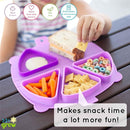 Silicone On-The-Go Snack Mat – Foldable Reusable Placemat with 3 Compartments and Lids – Travel-Friendly Baby and Toddler Snack Plate – Dishwasher Safe (Plum) by TinyTreasures Baby Boutique