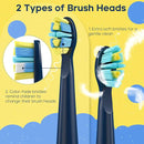 SEAGO Kids Electric Toothbrush, Sonic Soft Bristle Rechargeable Toothbrushes with DIY Stickers, 5 Modes, Includes 4 Replacement Brush Heads, Ages 3 to 12 Years Old (Navy) by TinyTreasures Baby Boutique