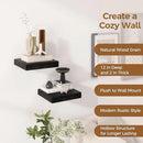 Fun Memories 12 Inch Floating Shelf, Rustic Wood Wall Shelves for Wall Decor & Storage, 12 x 12 Floating Shelf for Living Room, Bathroom, Bedroom, Black, Set of 2 by CozyNest Decor