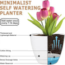 Plant Pots 12/10/9 Inch Self Watering Pots, Set of 3 Plastic Planters with Drainage Holes and Saucers,Plastic Flower Pots,Nursery Planting Pot for Indoor Out Door Plants(Pure White) by CozyNest Decor