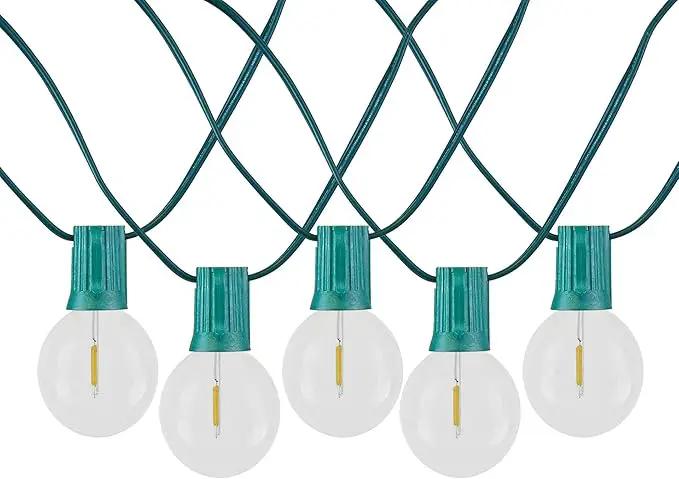 Novelty Lights 50 Feet G40 LED Patio String Lights with 50 Bulbs, Warm White, Weather Resistant and Shatterproof Replaceable Plastic Globe Bulbs, Green Wire, photo 7 of 9