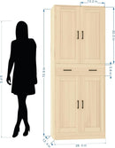 Oak Kitchen Pantry, 71" Tall Storage Cabinet with Doors and Drawer for Kitchen, Hallway, Office by CozyNest Decor