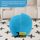 MeMoreCool Round Stuffed Pouf Ottoman Foot Rest, Floor Pouf Foot Stool with Soft Foam Chunk Filling, Small Round Ottoman Footstool Circle Footrest for Living Room, Blue by CozyNest Decor