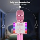 BONAOK Karaoke Microphone for Kids & Adults - Bluetooth Microphones Singing Mic with Disco Lights, Echo Effect, Built-in Speaker Portable Karaoke Player for Party Travel Gifts Q78(Light Pink) by TinyTreasures Baby Boutique