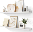 Solid Ash Wood Picture Ledge Shelf, 36 Inch Floating Shelves with Lip Set of 2, Photo Ledge Shelf Nursery Bookshelf Wall Mounted for Living Room Bedroom Decor, White by TinyTreasures Baby Boutique