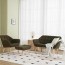 48”Small Loveseat Sofa, Modern Sherpa Upholstered Mini Couch 2-Seater Fluffy Love Seat with Quilting Backs and Wood Legs for Small Space, Living Room, Bedroom, Green by CozyNest Decor