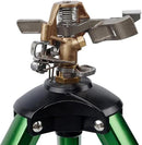 Biswing Impact Sprinkler Head on Tripod Base, Heavy Duty Lawn Sprinklers, 360 Degree Large Area Irrigation, Brass Sprinkler Nozzle & Solid Alloy Metal Extension Legs Flip Locks, 2 Pack by GreenHaven Gardens