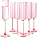 Ciaell 24 Pack Pink Plastic Champagne Flutes - Pink 6 Oz Disposable Champagne Glasses - Square Plastic Toasting Glasses for Party Birthday Anniversary Wedding by CozyNest Decor