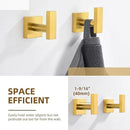 Angle Simple Towel Hooks for Bathroom, SUS 304 Stainless Steel Square Robe Coat Wall Hooks, Hand Towel Holder, Brushed Gold, 2 Pack by CozyNest Decor