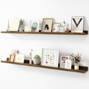 Picture Ledge Shelf, Wood Long Floating Shelves for Wall, Set of 2, 48 inch Picture Ledge Shelves, Photo Ledge Nursery Book Shelves Wall Mounted for Living Room Kids' Room Bedroom, Color Walnut by TinyTreasures Baby Boutique