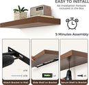 Floating Shelves - 2 Large Wall Mounted Shelves with Invisible Brackets, Long Walnut Wood Floating Wall Shelf for Living Room, Bedroom, Kitchen (36" W x 9" D x 1.5" H) by TinyTreasures Baby Boutique