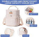 Insulated Breastmilk Cooler Bag with Ice Pack - Holds 6x9oz Bottles, Leakproof Double Layer, Adjustable Strap for Nursing Moms, Daycare & Travel,Pearl White by TinyTreasures Baby Boutique