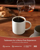 famiware Coffee Mug Set for 6, Star 12 oz Catering Mugs Cup Set with Handle for Coffee, Tea, Cocoa, Milk - Ceramic Stoneware Drinkware Set, Matte White by CozyNest Decor