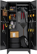 Metal Garage Storage Cabinet, 75” Cleaning Tool Cabinet with Hooks and Hanging Rods, Heavy Duty Garden Tool Organizer, Broom Cabinets for Home, Garage, Laundry Room, Gym, Workshop by CozyNest Decor